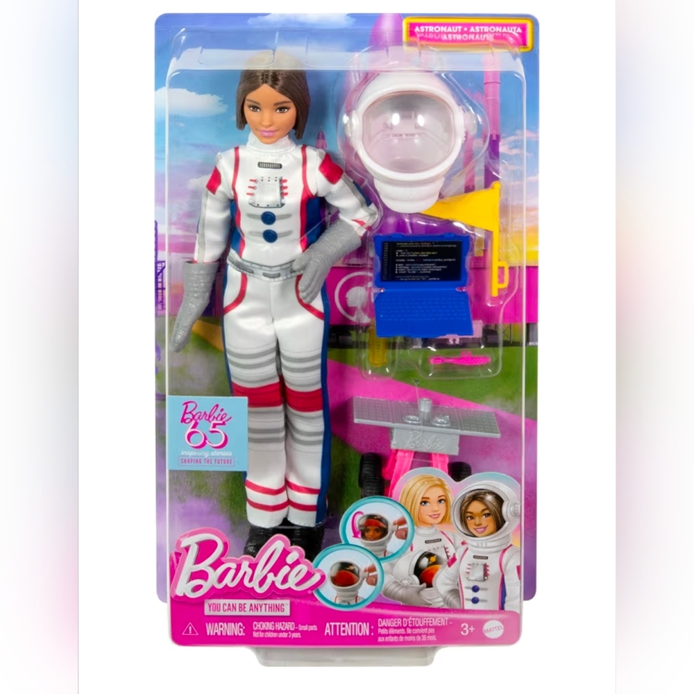 Barbie Astronaut Doll with White, Pink & Blue Flight Suit